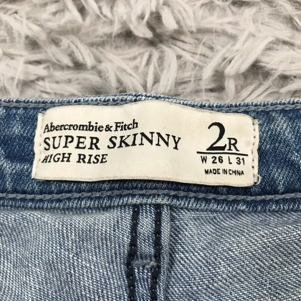 abercrombie & Fitch super‎ skinny jeans high rise 2 R Distressed